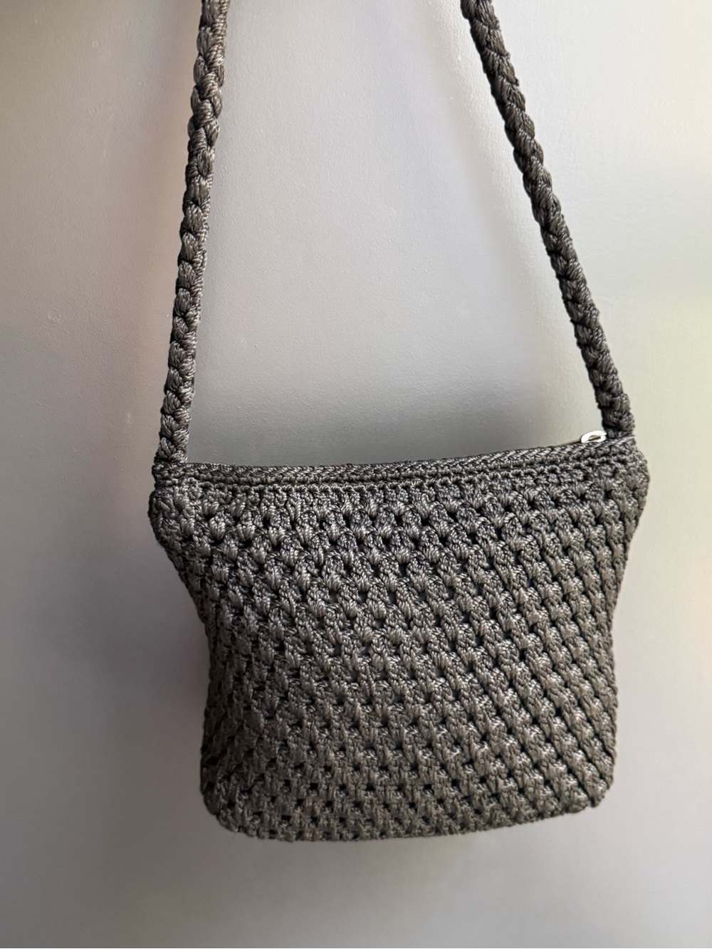 Lina Crocheted Crossbody Bag in Black